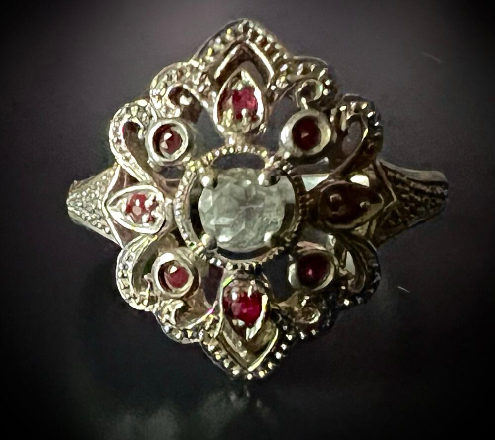 Vintage Hallmark Diamond Co. 925 Ruby Openwork Ring